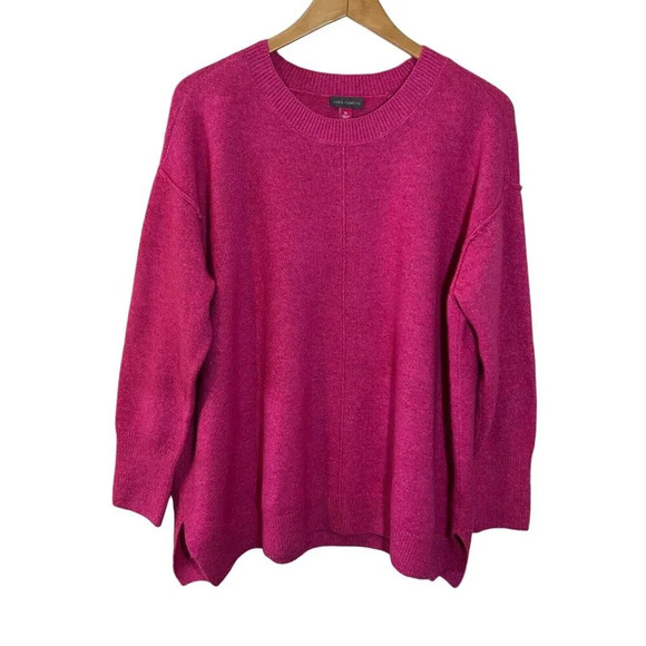 Vince Camuto Hot Pink Sweater Plus Size 2X Stretch Knit Pullover Marled Blouse - Picture 1 of 5
